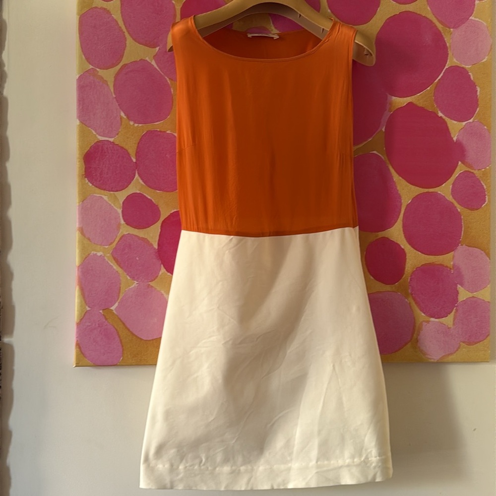 🧡 Celine Color  Block Orange / White dress